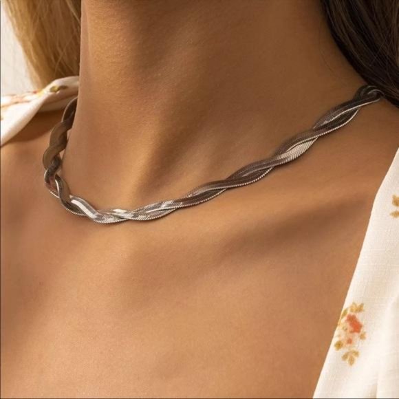 NEW STERLING SILVER DOUBLE LAYERED CHAIN NECKLACE, NICE NECKLACE, CUTE NECKLACE - Picture 2 of 6